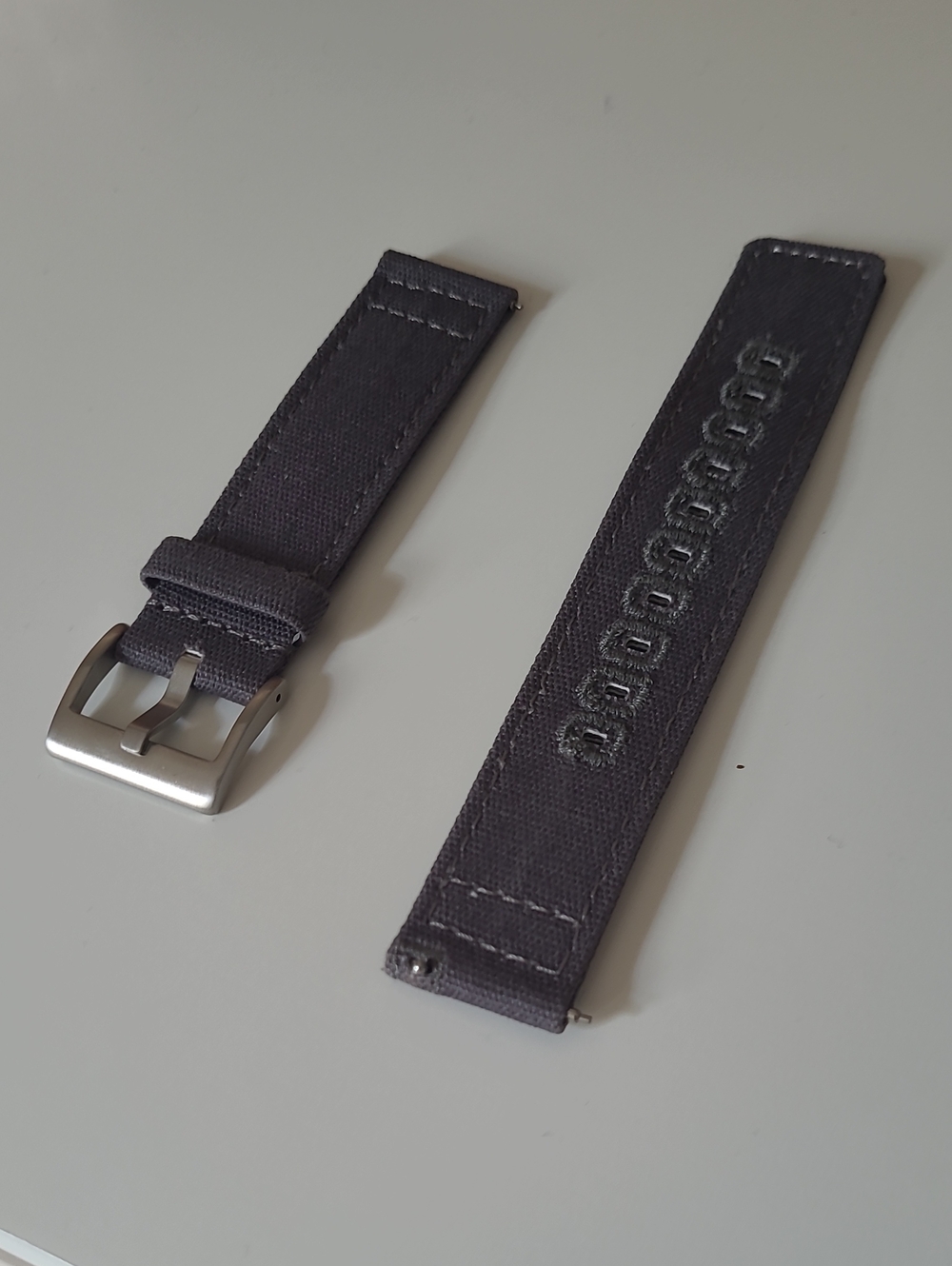 Gray 2 Piece 20mm Fabric Watch Strap with Silver Buckle